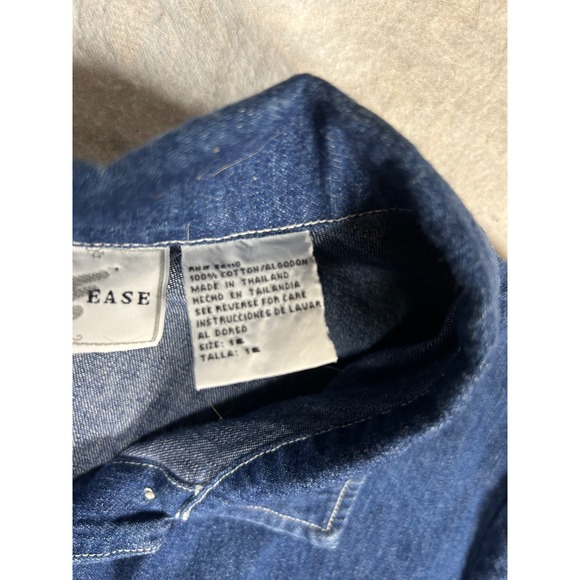 Studio Ease Denim Shirt Women's Size 1X Short Sleeve with Collar and Pockets - Picture 3 of 7
